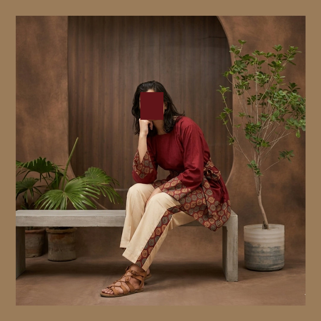 2 Piece Stiched Dark Brown Outfit - Lawn
