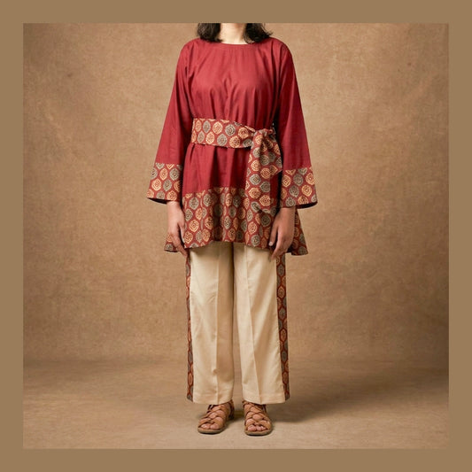 2 Piece Stiched Dark Brown Outfit - Lawn