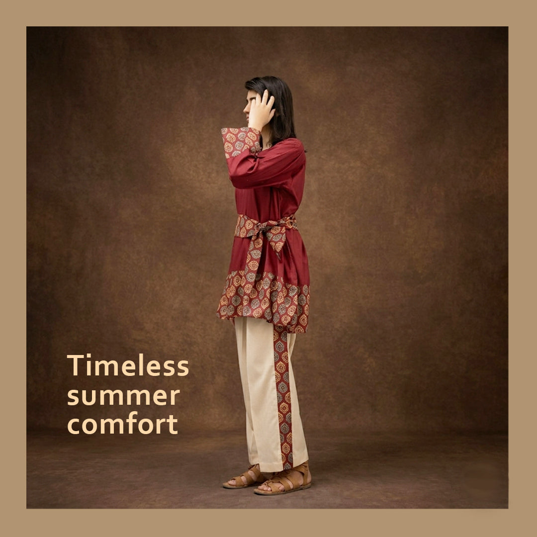 2 Piece Stiched Dark Brown Outfit - Lawn
